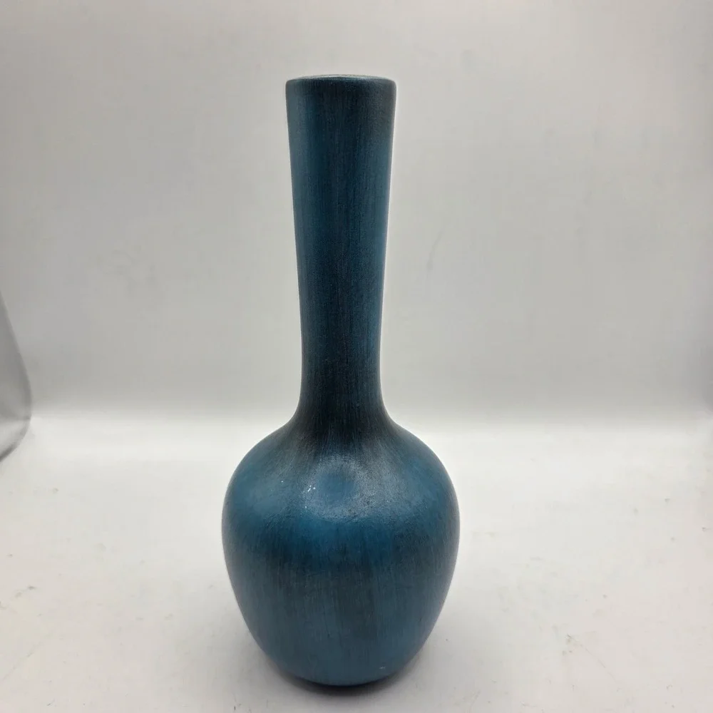 Vintage Royal Haeger Blue Teal Long Neck Vase MCM Mid Century Art Pottery USA